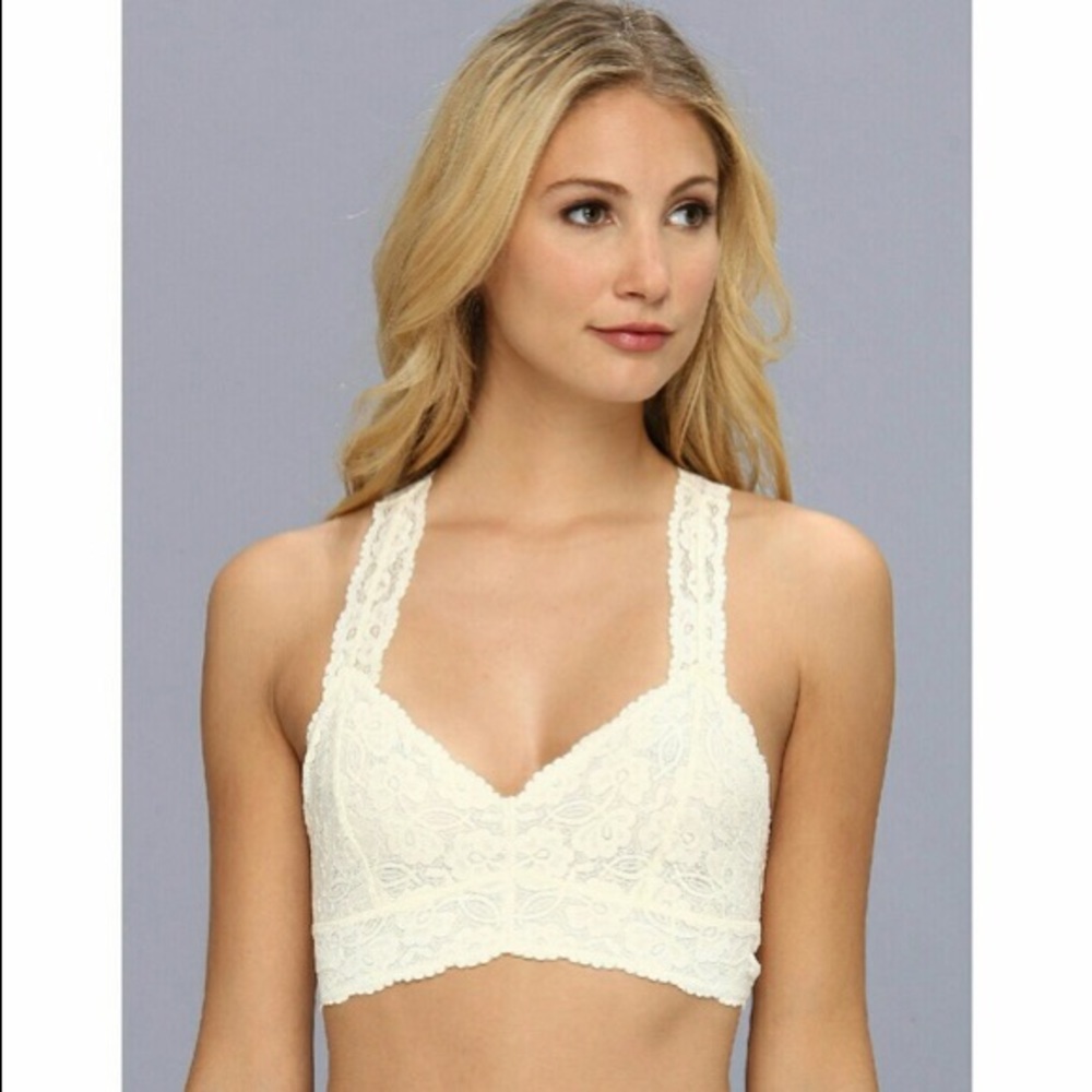 NWOT Free People cream racer back bralette